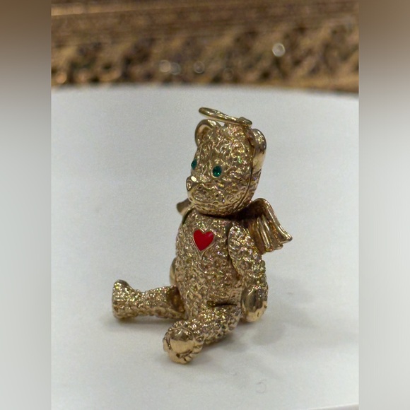 Batya 1996 Articulated Gold-Toned Angel Bear Pendant/Brooch, Enamel Heart - EUC - Picture 11 of 17